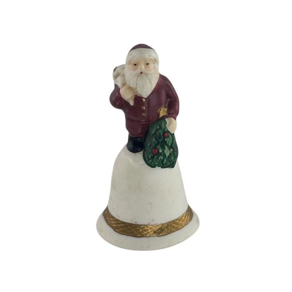 Vintage Miniature Porcelain Santa Bell By Russ Berrie Christmas Decor - Picture 11 of 16